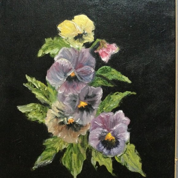 1994 Original painting on canvas board professionally framed flowers signed - Picture 3 of 4